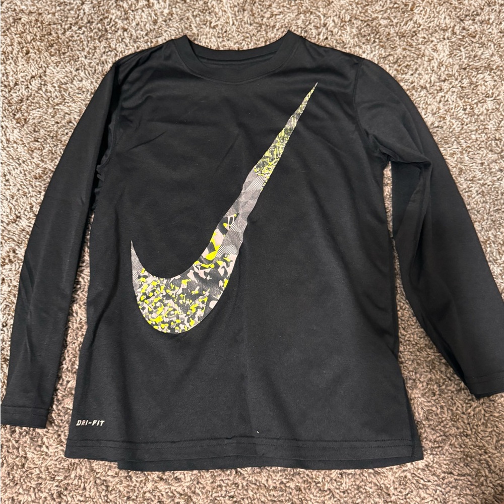 Nike Black Long Sleeve Tee with Iconic Swoosh